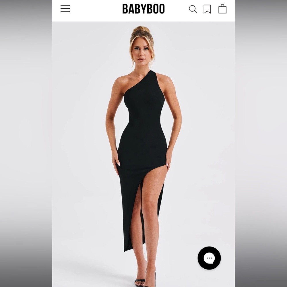 Saffira Midi Dress - Black (Babyboo) One Shoulder